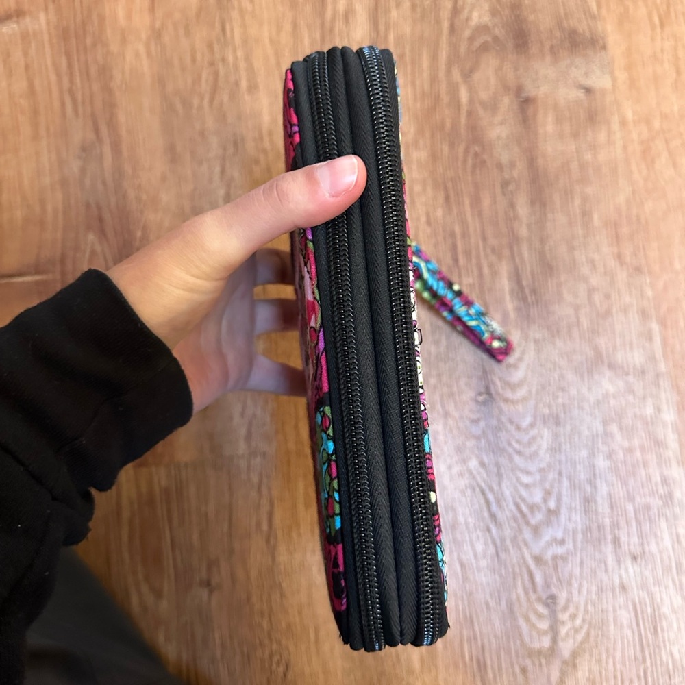 Multi Color Patterned Double Zip Wallet - image 6